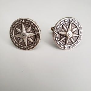 Used Antique Silver Compass Cuff Links